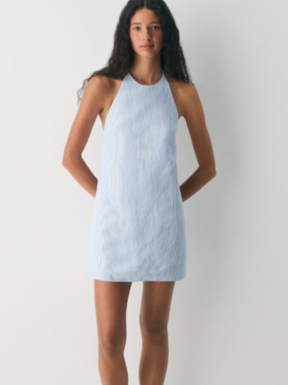 ARITZIA Stillwater Cruise Linen Dress - White/Cornflower Blue Stripe